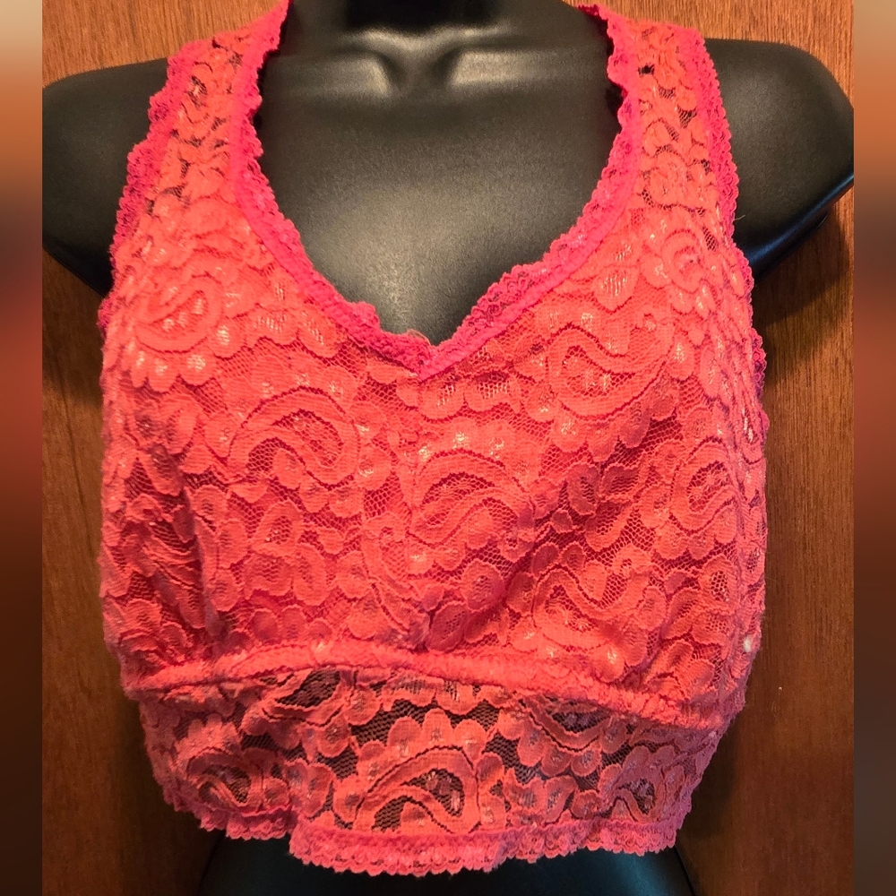 We The Free Lace Bralette in Vibrant Coral SzXL - Picture 2 of 5